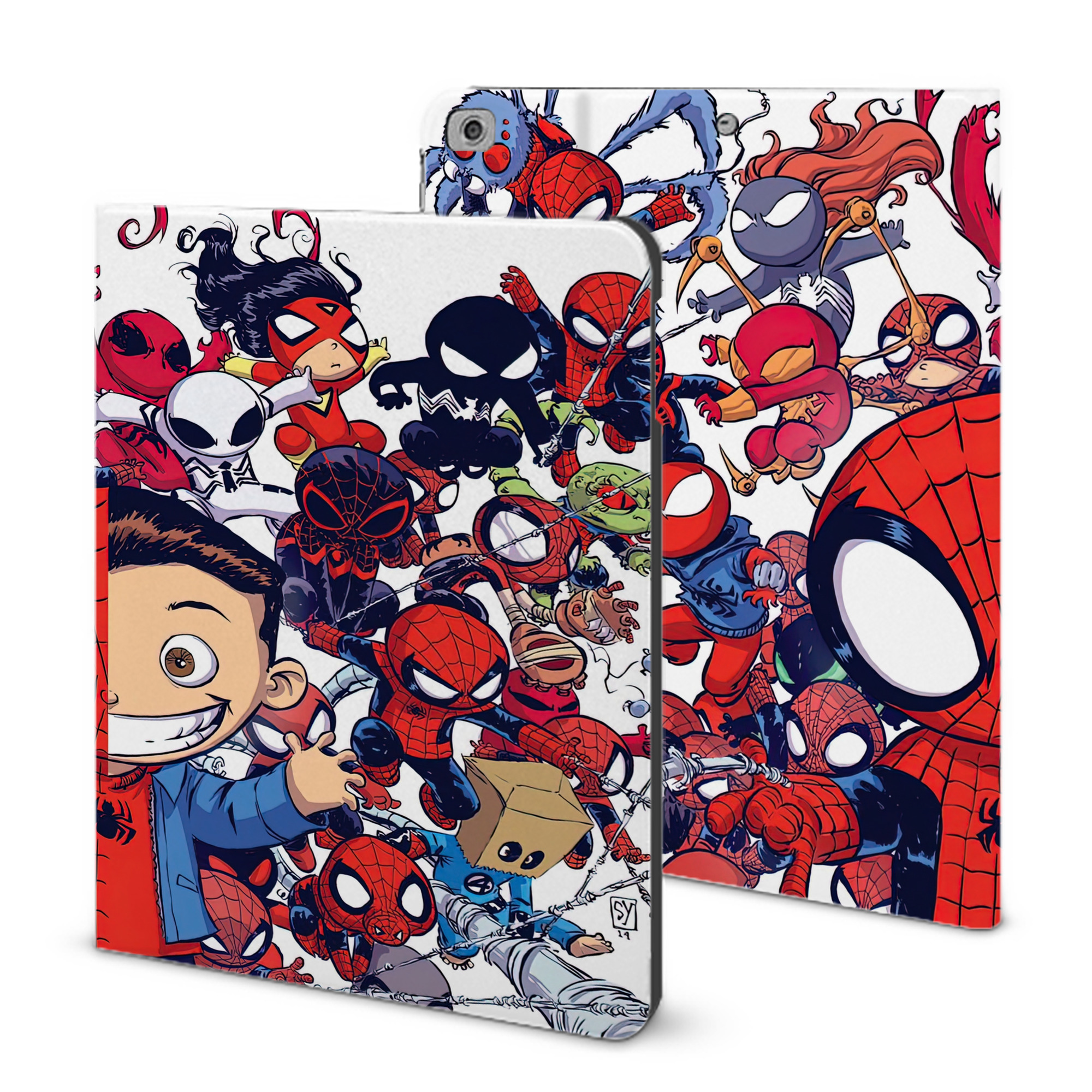 （画像用） Spider Man スパイダーマン IPad ケース ブック型 PUレザー TPU 耐衝撃 軽量 薄型 ペン収納なし 全面保護 IPad 各モデル対応